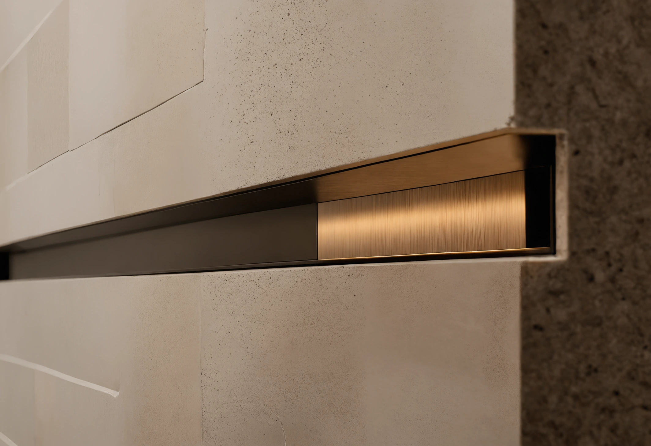 Detail of a show apartment interior showing joinery reveal, stone junction and integrated lighting